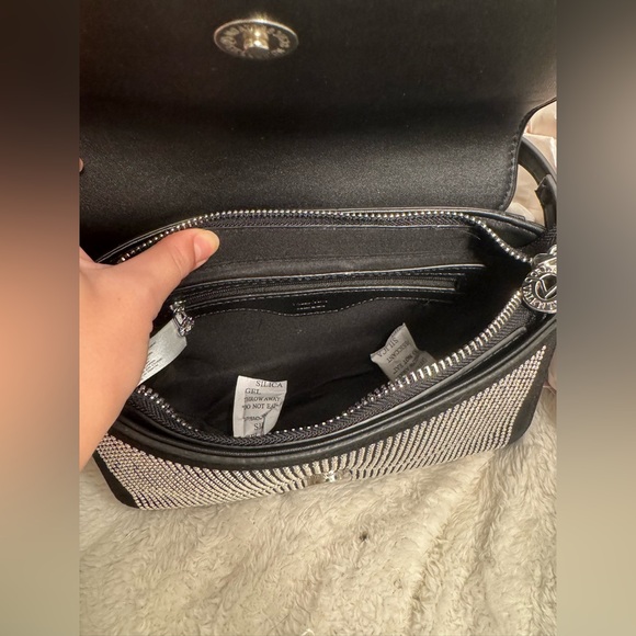 Valentino Orlandi Rhinestone crossbody vegan leather silver tone hardware NWT - Picture 11 of 14